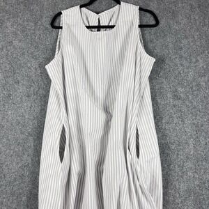 LOFT Sleeveless Shift Dress XXL Blue White Stripe Cotton Blend Career